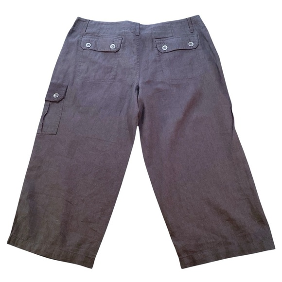 Envision Studio‎ Linen Blend Crop Straight Leg Mid-Rise Pants Size 12 Gray Blue - Picture 7 of 10